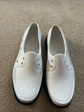 Native White Slip-On Loafer style Water shoe with Blue Sole
